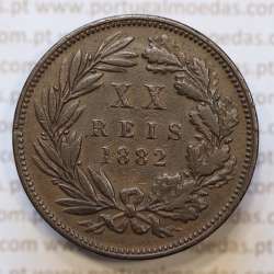 Moeda 20 Réis Bronze (XX Réis) 1882 (MBC+) - Rei D. LUIS I - World Coins Portugal KM527