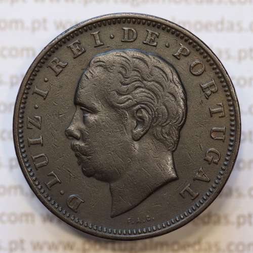 Moeda 20 Réis Bronze (XX Réis) 1882 (MBC+) - Rei D. LUIS I - World Coins Portugal KM527