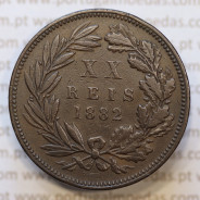 Moeda 20 Réis Bronze (XX Réis) 1882 (MBC+) - Rei D. LUIS I - World Coins Portugal KM527