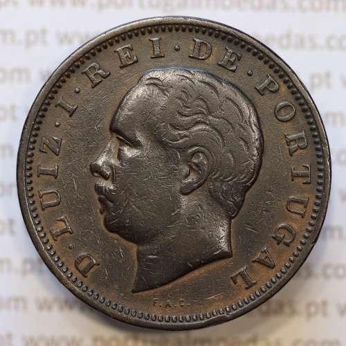 Moeda 20 Réis Bronze (XX Réis) 1882 (MBC+) - Rei D. LUIS I - World Coins Portugal KM527