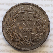 Moeda 20 Réis Bronze (XX Réis) 1882 (MBC+) - Rei D. LUIS I - World Coins Portugal KM527