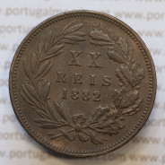 Moeda 20 Réis Bronze (XX Réis) 1882 (MBC+) - Rei D. LUIS I - World Coins Portugal KM527