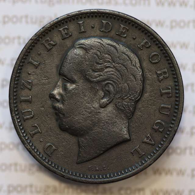 Moeda 20 Réis Bronze (XX Réis) 1882 (MBC+) - Rei D. LUIS I - World Coins Portugal KM527