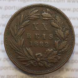 Moeda 20 Réis Bronze (XX Réis) 1882 (MBC+) - Rei D. LUIS I - World Coins Portugal KM527