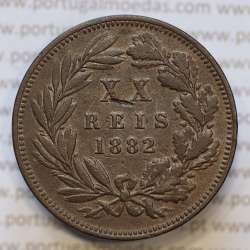 Moeda 20 Réis Bronze (XX Réis) 1882 (MBC+) - Rei D. LUIS I - World Coins Portugal KM527
