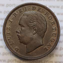 Moeda 20 Réis Bronze (XX Réis) 1882 (MBC+) - Rei D. LUIS I - World Coins Portugal KM527