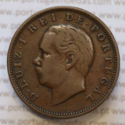 Moeda 20 Réis Bronze (XX Réis) 1882 (MBC) - Rei D. LUIS I - World Coins Portugal KM527
