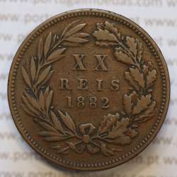 Moeda 20 Réis Bronze (XX Réis) 1882 (MBC) - Rei D. LUIS I - World Coins Portugal KM527