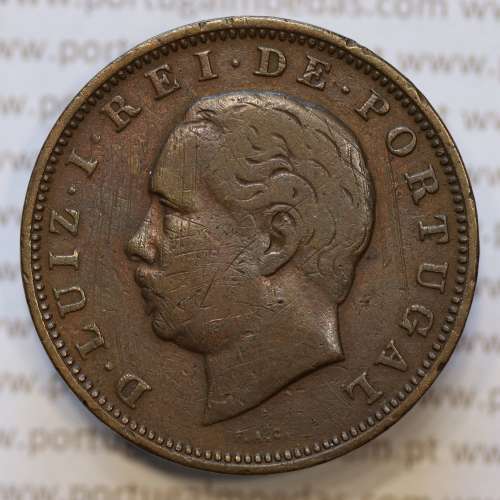 Moeda 20 Réis Bronze (XX Réis) 1882 (BC) - Rei D. LUIS I - World Coins Portugal KM527