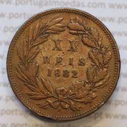 Moeda 20 Réis Bronze (XX Réis) 1882 (BC) - Rei D. LUIS I - World Coins Portugal KM527 Moeda 20 Réis Bronze (XX Réis) 1882 (BC) - Rei D. LUIS I - World Coins Portugal KM527