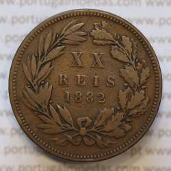 Moeda 20 Réis Bronze (XX Réis) 1882 (BC) - Rei D. LUIS I - World Coins Portugal KM527