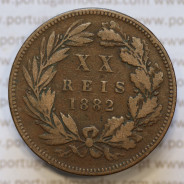 Moeda 20 Réis Bronze (XX Réis) 1882 (BC) - Rei D. LUIS I - World Coins Portugal KM527