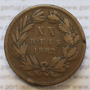 Moeda 20 Réis Bronze (XX Réis) 1882 (BC) - Rei D. LUIS I - World Coins Portugal KM527
