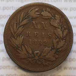 Moeda 20 Réis Bronze (XX Réis) 1882 (BC) - Rei D. LUIS I - World Coins Portugal KM527