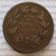 Moeda 20 Réis Bronze (XX Réis) 1882 (BC) - Rei D. LUIS I - World Coins Portugal KM527