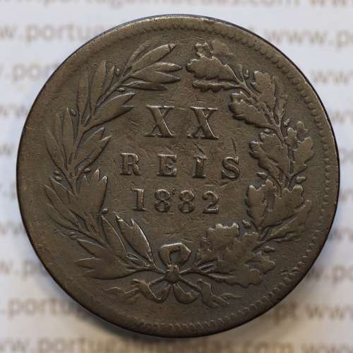 Moeda 20 Réis Bronze (XX Réis) 1882 (BC) - Rei D. LUIS I - World Coins Portugal KM527