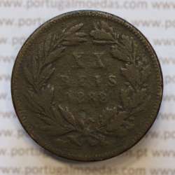 Moeda 20 Réis Bronze (XX Réis) 1882 (BC-) - Rei D. LUIS I - World Coins Portugal KM527