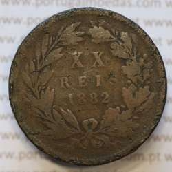 Moeda 20 Réis Bronze (XX Réis) 1882 (BC-) - Rei D. LUIS I - World Coins Portugal KM527