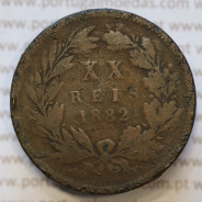 Moeda 20 Réis Bronze (XX Réis) 1882 (BC-) - Rei D. LUIS I - World Coins Portugal KM527