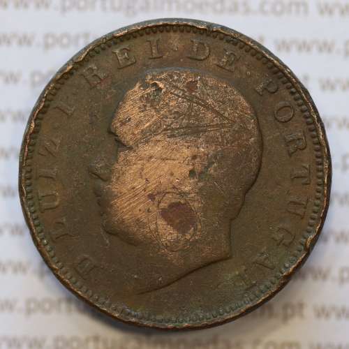 Moeda 20 Réis Bronze (XX Réis) 1882 (BC- / REG) - Rei D. LUIS I - World Coins Portugal KM527