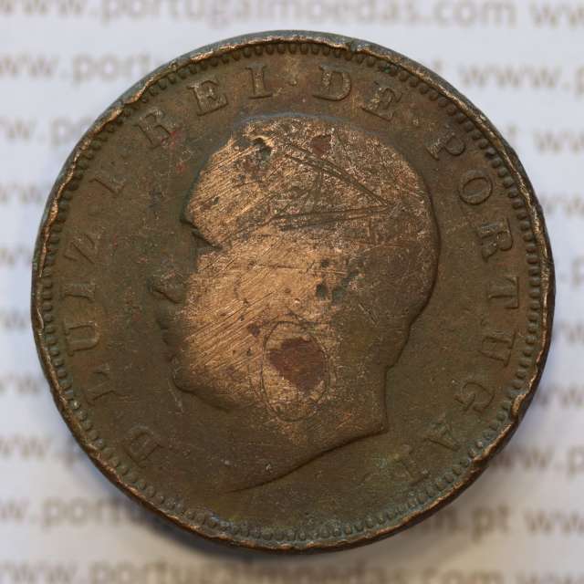 Moeda 20 Réis Bronze (XX Réis) 1882 (BC- / REG) - Rei D. LUIS I - World Coins Portugal KM527