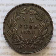 Moeda 20 Réis Bronze (XX Réis) 1883 (BELA) - Rei D. LUIS I - World Coins Portugal KM527