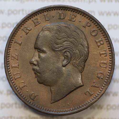 Moeda 20 Réis Bronze (XX Réis) 1883 (MBC+ / BELA) - Rei D. LUIS I - World Coins Portugal KM527