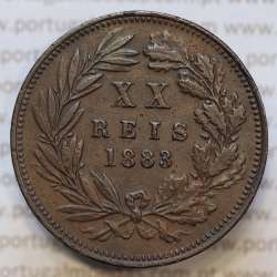 Moeda 20 Réis Bronze (XX Réis) 1883 (MBC+ / BELA) - Rei D. LUIS I - World Coins Portugal KM527