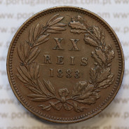 Moeda 20 Réis Bronze (XX Réis) 1883 (MBC+) - Rei D. LUIS I - World Coins Portugal KM527
