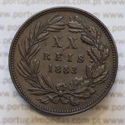 Moeda 20 Réis Bronze (XX Réis) 1883 (MBC+) - Rei D. LUIS I - World Coins Portugal KM527