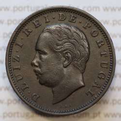 Moeda 20 Réis Bronze (XX Réis) 1883 (MBC+) - Rei D. LUIS I - World Coins Portugal KM527