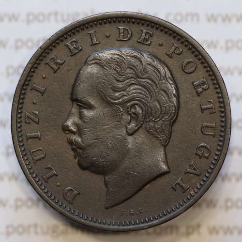 Moeda 20 Réis Bronze (XX Réis) 1883 (MBC+) - Rei D. LUIS I - World Coins Portugal KM527