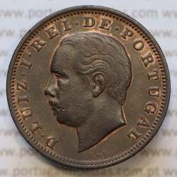Moeda 20 Réis Bronze (XX Réis) 1883 (MBC+) - Rei D. LUIS I - World Coins Portugal KM527