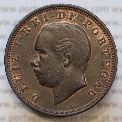 Moeda 20 Réis Bronze (XX Réis) 1883 (MBC+) - Rei D. LUIS I - World Coins Portugal KM527