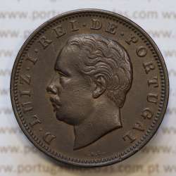 Moeda 20 Réis Bronze (XX Réis) 1883 (MBC+) - Rei D. LUIS I - World Coins Portugal KM527
