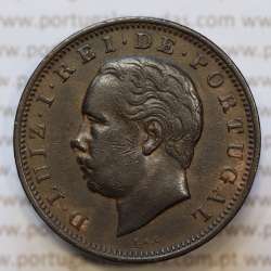 Moeda 20 Réis Bronze (XX Réis) 1883 (MBC+) - Rei D. LUIS I - World Coins Portugal KM527