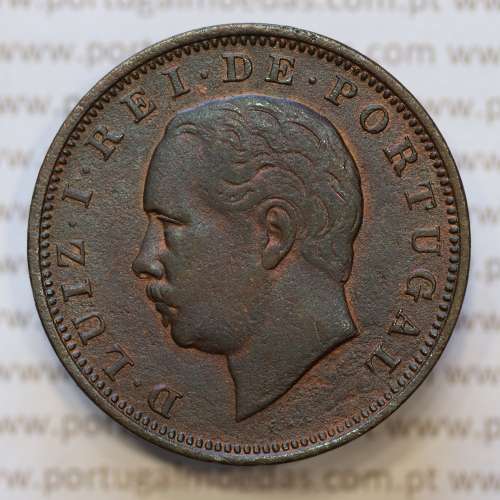 Moeda 20 Réis Bronze (XX Réis) 1883 (MBC) - Rei D. LUIS I - World Coins Portugal KM527