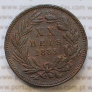 Moeda 20 Réis Bronze (XX Réis) 1883 (MBC) - Rei D. LUIS I - World Coins Portugal KM527