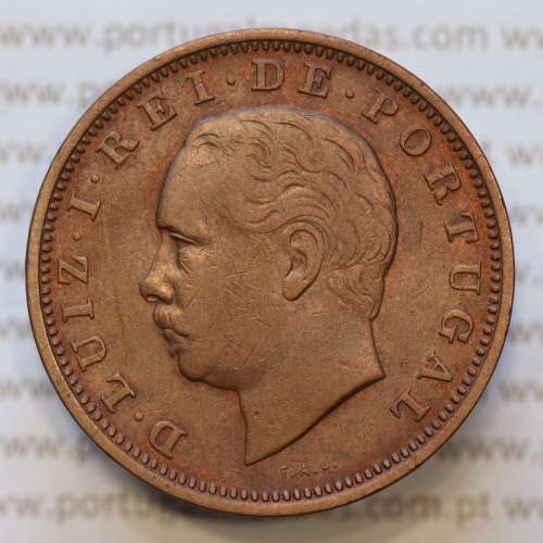 Moeda 20 Réis Bronze (XX Réis) 1883 (MBC) - Rei D. LUIS I - World Coins Portugal KM527