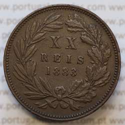 Moeda 20 Réis Bronze (XX Réis) 1883 (MBC) - Rei D. LUIS I - World Coins Portugal KM527