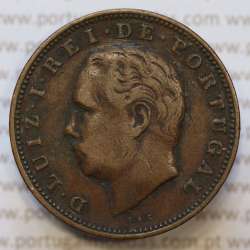 Moeda 20 Réis Bronze (XX Réis) 1883 (MBC) - Rei D. LUIS I - World Coins Portugal KM527