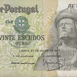 Nota de 20 Escudos 1971 Garcia de Orta, 20$00 27/07/1971 Chapa: 8 - Banco de Portugal (Circulada)