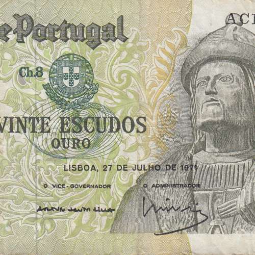 Nota de 20 Escudos 1971 Garcia de Orta, 20$00 27/07/1971 Chapa: 8 - Banco de Portugal (Circulada)
