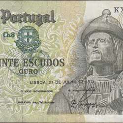 Nota de 20 Escudos 1971 Garcia de Orta, 20$00 27/07/1971 Chapa: 8 - Banco de Portugal (Circulada)
