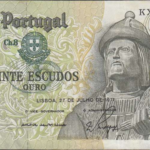 Nota de 20 Escudos 1971 Garcia de Orta, 20$00 27/07/1971 Chapa: 8 - Banco de Portugal (Circulada)