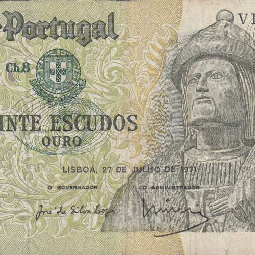 Nota de 20 Escudos 1971 Garcia de Orta, 20$00 27/07/1971 Chapa: 8 - Banco de Portugal (Circulada)