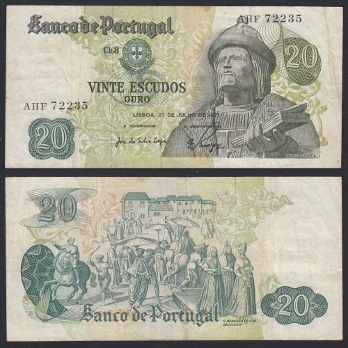 Nota de 20 Escudos 1971 Garcia de Orta, 20$00 27/07/1971 Chapa: 8 - Banco de Portugal (Circulada)