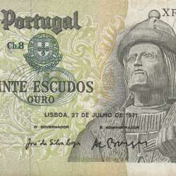 Nota de 20 Escudos 1971 Garcia de Orta, 20$00 27/07/1971 Chapa: 8 - Banco de Portugal (Circulada)