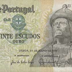 Nota de 20 Escudos 1971 Garcia de Orta, 20$00 27/07/1971 Chapa: 8 - Banco de Portugal (Circulada)