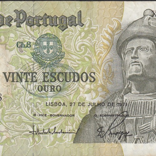Nota de 20 Escudos 1971 Garcia de Orta, 20$00 27/07/1971 Chapa: 8 - Banco de Portugal (Circulada)